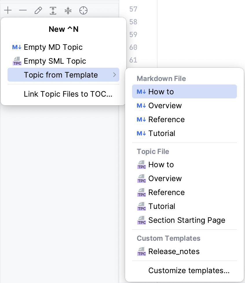 Create new topic options